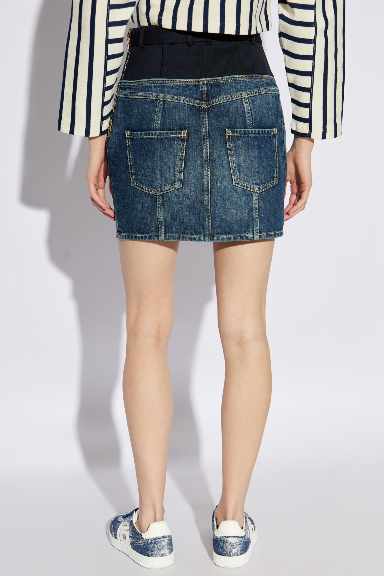 Navy blue Denim skirt Balmain - Vitkac Canada